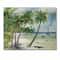 Designart - Summer Beach With Palm Trees - Nautical & Coastal Print on Natural Pine Wood